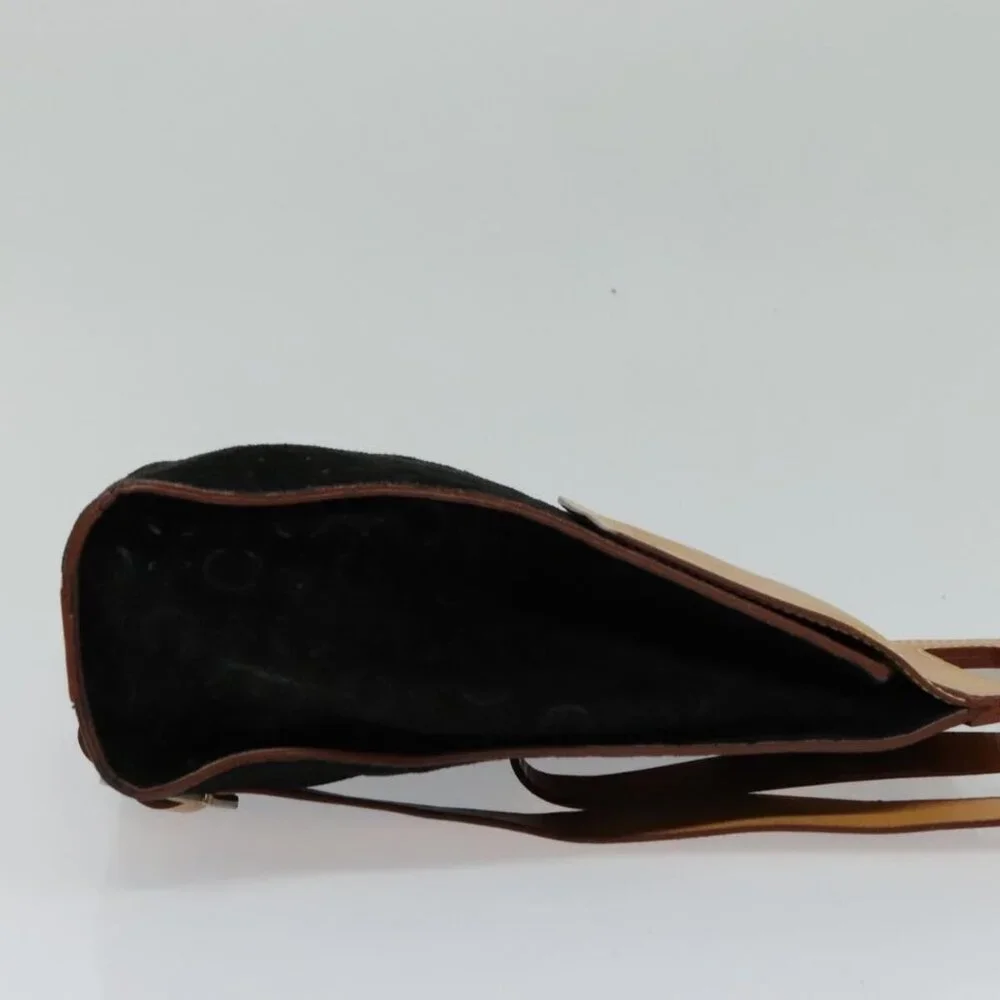 CELINE C Macadam Canvas Shoulder Bag Suede Black Auth - Picture 14 of 16